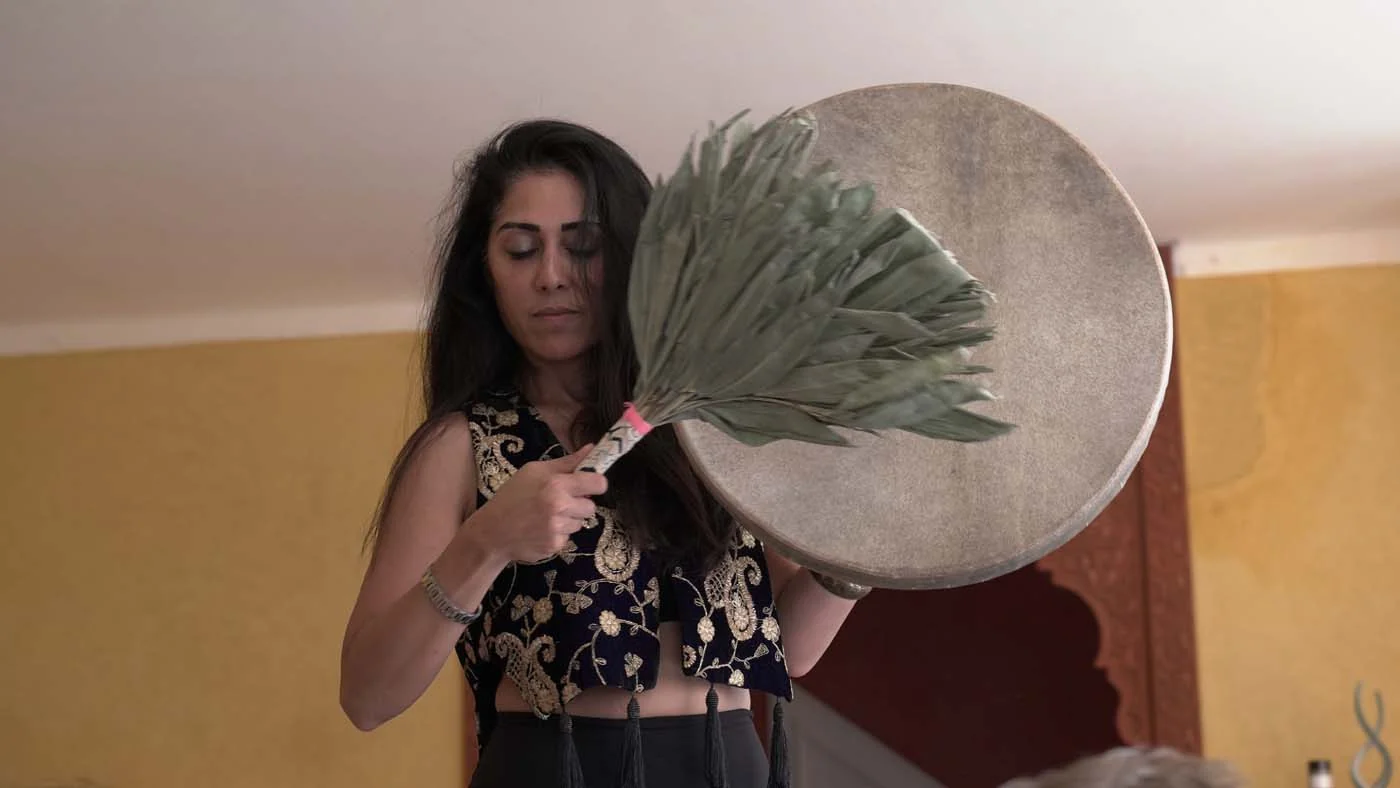A frame drum used during a Nura gathering